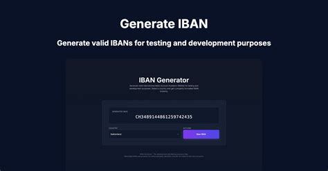 Test iban.  Create IBAN Generator & Validator Tool - Test Banking Data Generate valid te...