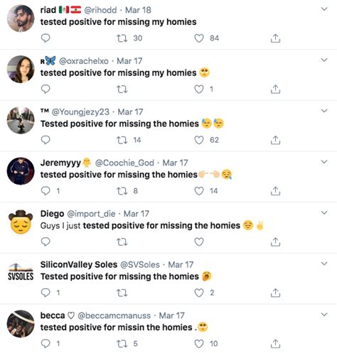 Test positive Examples Tested Positive for Missing the Homies Know