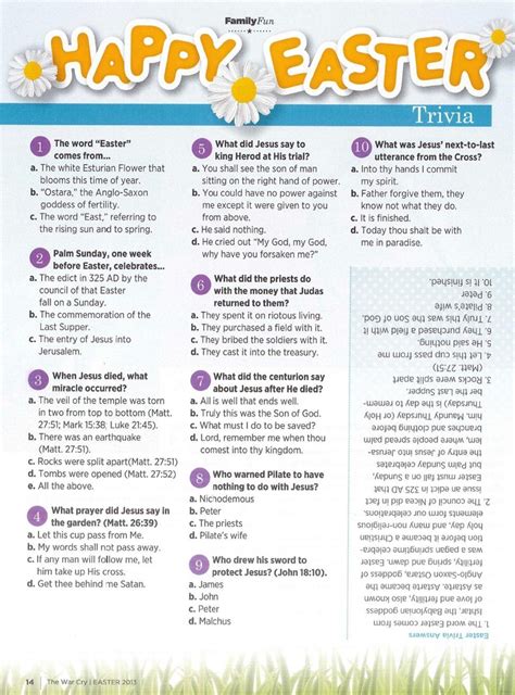Test your knowledge while teaching your children with this Easter