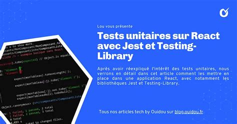 Tester des Applications React · Jest