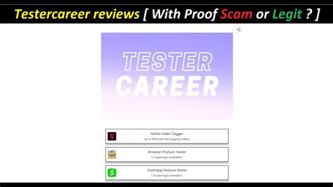 Testercareer com scam. Aug 8, 2021 · Tasks are very easy and can be done right away. I'm really looking forward to more tasks with Trustpilot. Thank you so much for this wonderful experience, Truspilot. Date of experience: August 16, 2021. Reply from tester.reviews. Aug 26, 2021. Hi Joyce, thank you for the positive experience. 