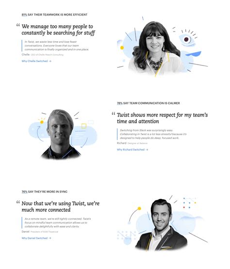 Testimonials Page Grid with Clients Photos UI/UX Patterns