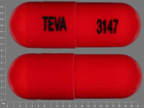 Teva 3147 red cephalexin 500 mg capsule. Results 1 - 1 of 1 for " teva 3147 Capsule/Oblong". 1 / 4. TEVA 3147. Cephalexin Monohydrate. Strength. 500 mg. Imprint. TEVA 3147. Color. 