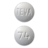 Teva 74 white round pill. Pill Identifier results for "a7". Search by imprint, shape, color or drug name. ... TEVA 74. Previous Next. ... Strength 10 mg Imprint TEVA 74 Color White Shape Round ... 