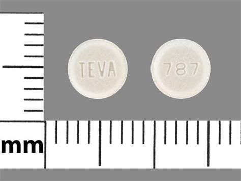 Teva 787 pill. Enter the imprint code that appears on the pill. Example: L484; Select the the pill color (optional). Select the shape (optional). Alternatively, search by drug name or NDC code using the fields above. Tip: Search for the imprint first, then refine by color and/or shape if you have too many results. 