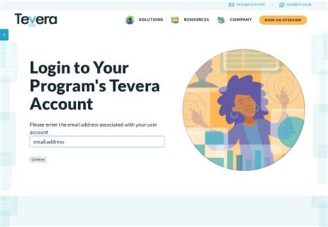 Tevera app login and registration page