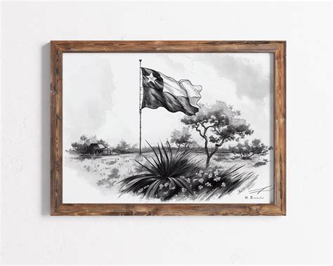 Texas Art Rustic Texas Art Texas Flag Print Black and White - Etsy