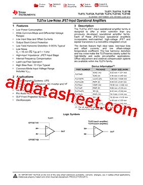 Texas Instruments TL074CN - Datasheet PDF & Tech …