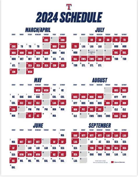 Texas Rangers Schedule 2024 - MLB - covers.com