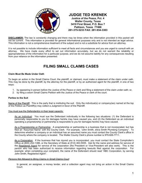 Texas Small Claims Advice - File A Case in Texas