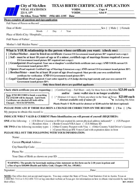 Texas birth certificate application form pdf.  Box 12040 STEP 2: INFORMATION FOR THE PERSON NAME...
