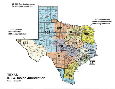 Texas ibew. TEXAS IBEW ® Inside Jurisdiction Revised February 2018 LU 583: See New Mexico map for additional jurisdiction. 602 681 278 60 20 479 301 LU 602: See Oklahoma map for additional jurisdiction. LU 301: See Arkansas and Oklahoma maps for additional jurisdiction. 72 520 527 716 1015 