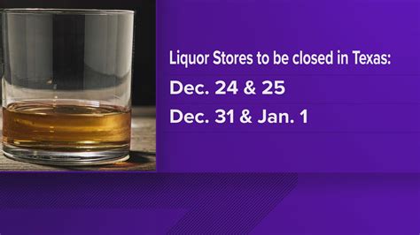 Texas liquor stores to be closed over New Year's holiday