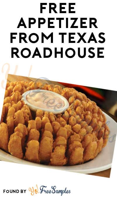 How to get free appetizer: Send a text to 68984 with the message TRH323. And it’ll say something along the lines of “You’re In! Texas Roadhouse free appetizer will come within 48 hours.”. Once you get the coupon, head to your Texas Roadhouse location. * US Only. Text required. In-store visit required. Terms may vary by location.. 