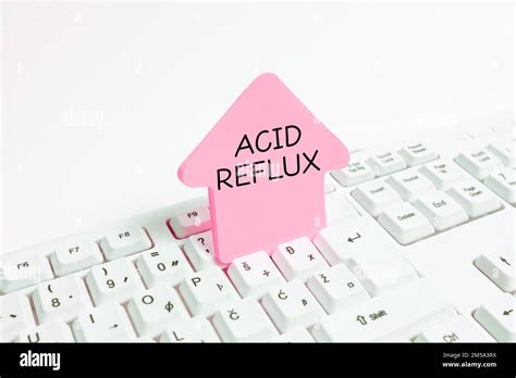 Text Caption Presenting Acid Reflux. Word for Condition Where Acid