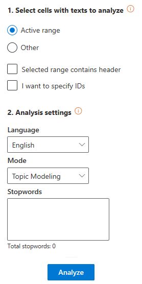 Text Clustering in Excel 365 Add-in MeaningCloud