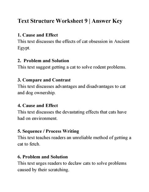 Text Structure Worksheet 9 Answers Worksheets Library