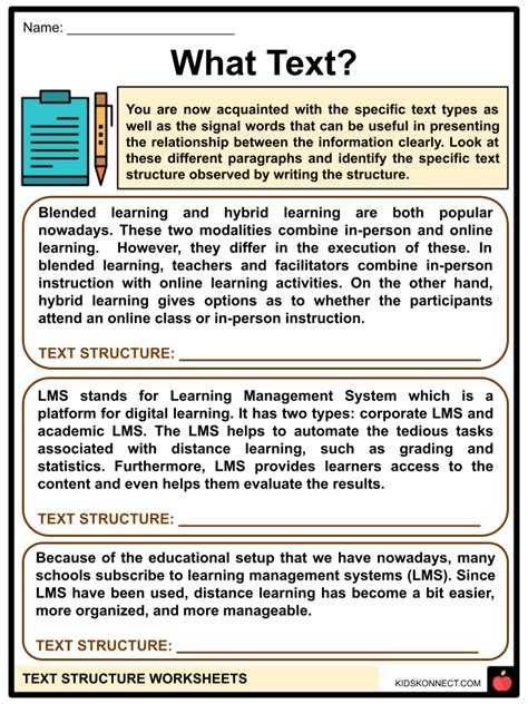 Text Structure Worksheets Facts Types Function Examples