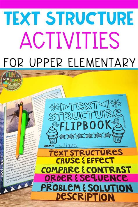 Text Structure worksheets for upper elementary students in a dual