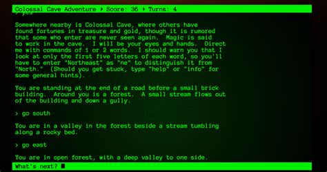 Text based adventure games. This sample is a simple multiplayer text adventure game inspired by old-fashioned, text-based adventure games. Instructions. Navigate to the Orleans Text Adventure Game in the samples browser experience. Select Browse code to view the source code. Clone the source code and build the solution. Start the AdventureServer … 