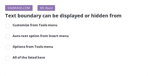 Text boundary can be displayed or hidden from EXAMIANS