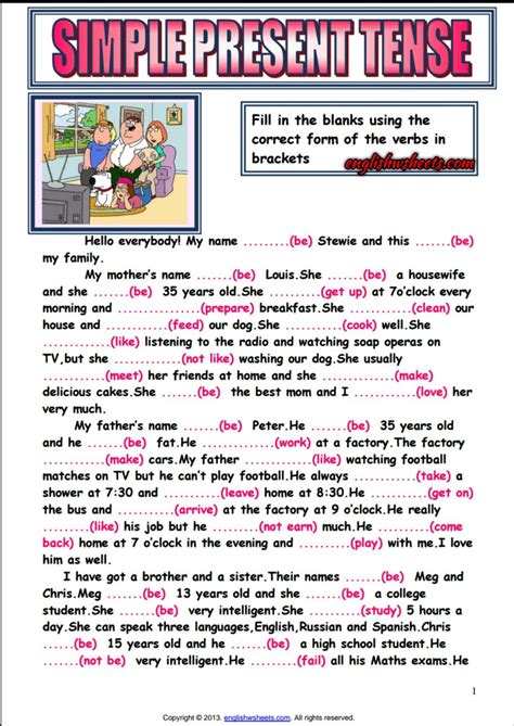 Text in present simple