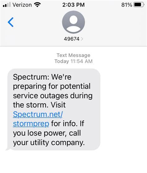 Text message from Spectrum requesting home visit : r/Spectrum