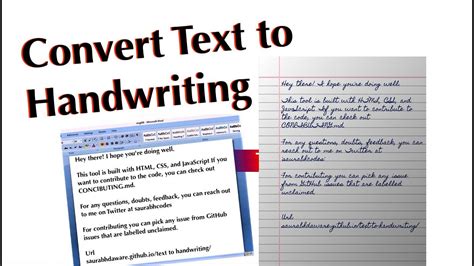 Text to handwriting. In this digital age, the need for efficient and convenient tools to convert various types of files has become increasingly important. One such tool that has gained popularity is th... 