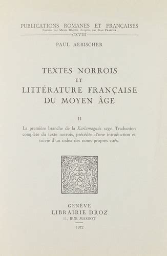Textes norrois et littérature française du moyen âge. - Selbstverständnis der friedenspädagogik nach dem 2. weltkrieg.