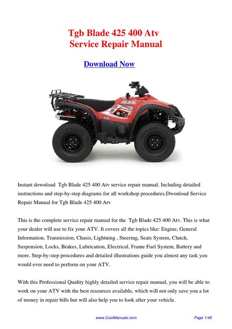 Tgb blade 400 425 atv workshop repair manual download. - The fall of altdorf the end times.