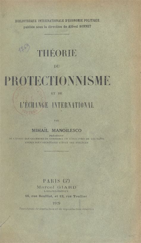 Théorie du protectionnisme et de l'échange international. - Universal command guide for operating systems.