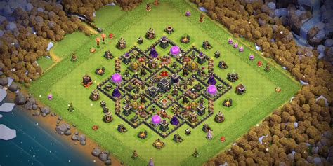 Anti 3 Stars Bases TH9 with Links - Best Layouts / Designs - Clash of Clans 2024. The Town Hall upgrade till the 9th level costs 3,000,000 gold coins and will take 10 days. On this level the Town Hall changes its colour to the dark-blue, the roof tower acquires another little tower on it, you’ll get an outlet to the roof and a rising bridge ...