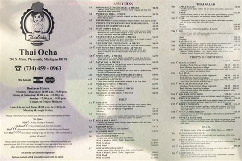 Thai Ocha - Plymouth, MI Restaurant Menu + Delivery