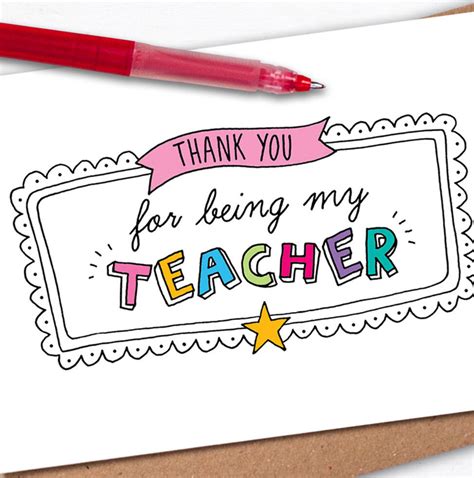 Thank You Card For Teachers Printable