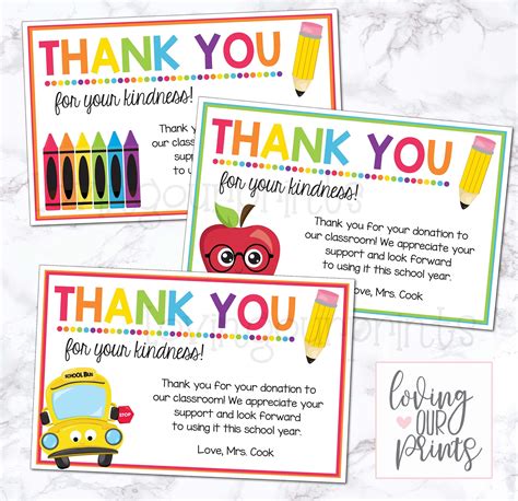Thank You Notes from Teachers to Students