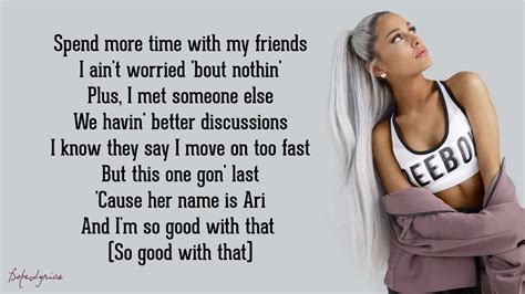 Thank u next lyrics. 959K 116M views 5 years ago #ArianaGrande #ThankUNext #Lyrics » Download Ariana Grande - thank u, next (Lyrics): https://arianagrande.lnk.to/thankunextYD 🎵 Spotify Playlist:... 