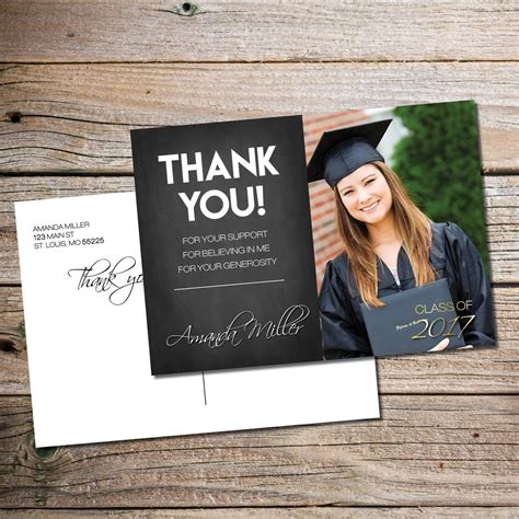 Thank you card for graduation. Fleece Blankets. Ceramic Mugs. Graduation. Wedding Invites. Send eye-catching, customized thank you cards after weddings, birthdays, holidays, graduation, baby showers, and more. Make a custom thank you card that matches your personal style or occasion. 