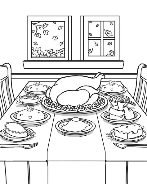 Thanksgiving Dinner Coloring Pages Coloring Home