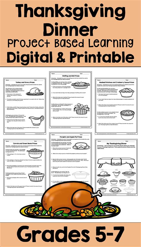 Thanksgiving Dinner Project Based Learning Digital and Printable