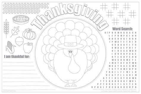 Thanksgiving Placemats Coloring Printables