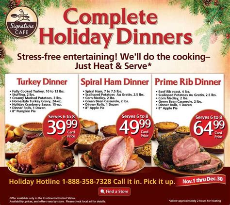 Nov 4, 2022 · Thanksgiving dinners from Haggen. Haggen will be offering turkey, ham or prime rib dinners with choices of sides including mashed potatoes, Brussels sprouts, cranberry stuffing, sweet potato ... . 