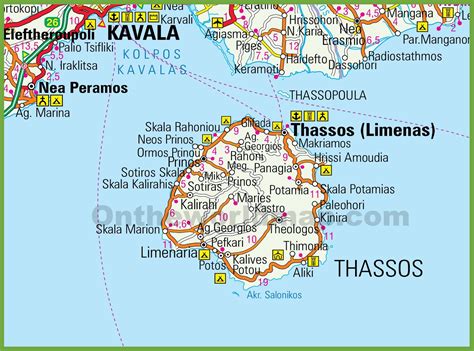 Thasos Map Kavala, Greece Mapcarta.