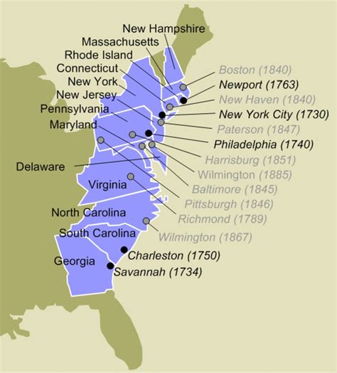 The 13 british colonies map. It's where British explorers first set foot in North America. It was the wealthiest city in the 13 colonies. It was the first permanent British settlement in North America. 