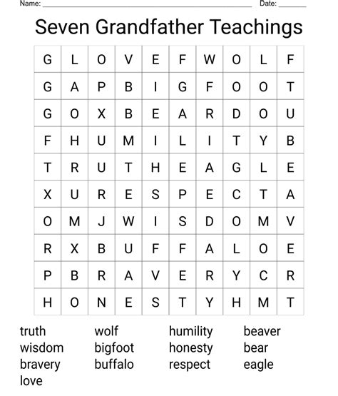 The 7 Grandfather Teachings Word Search PDF