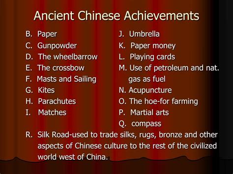 The Achievements of Early Chinese Civilizations Flashcards