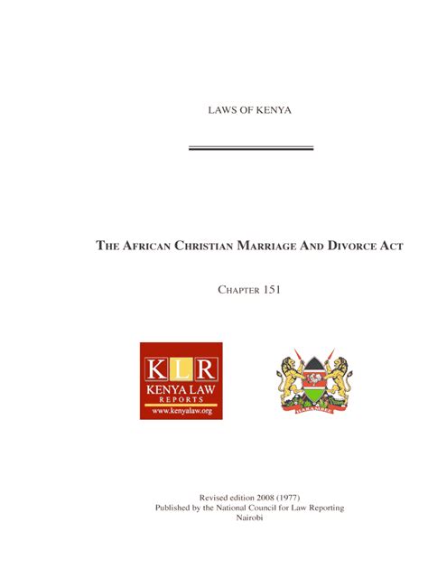 The AfricAn chrisTiAn MArriAge And divorce AcT