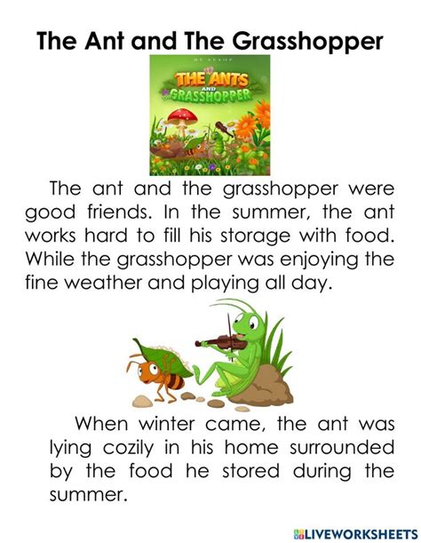 The Ant and The Grasshopper Story (English Short Story for Kids)