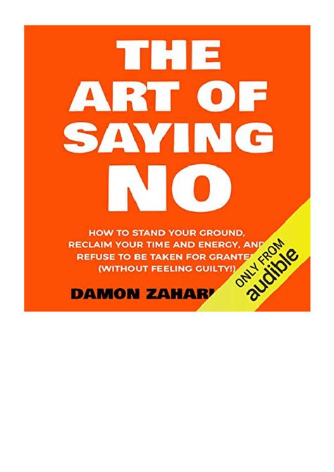 The Art Of Saying No PDF by Damon Zahariades Free PDF Books