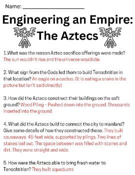 The Aztecs Engineering an Empire Worksheet Answer Key DocsLib
