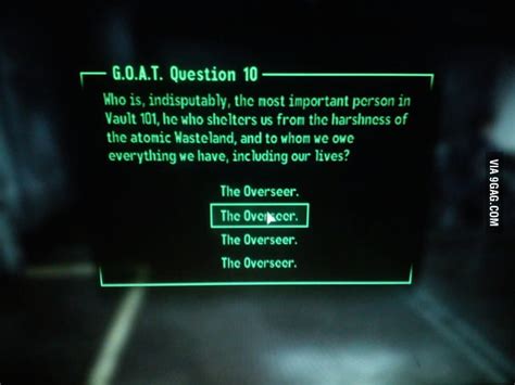 The Best Answers for the GOAT Test in "Fallout 3" - It Still Works